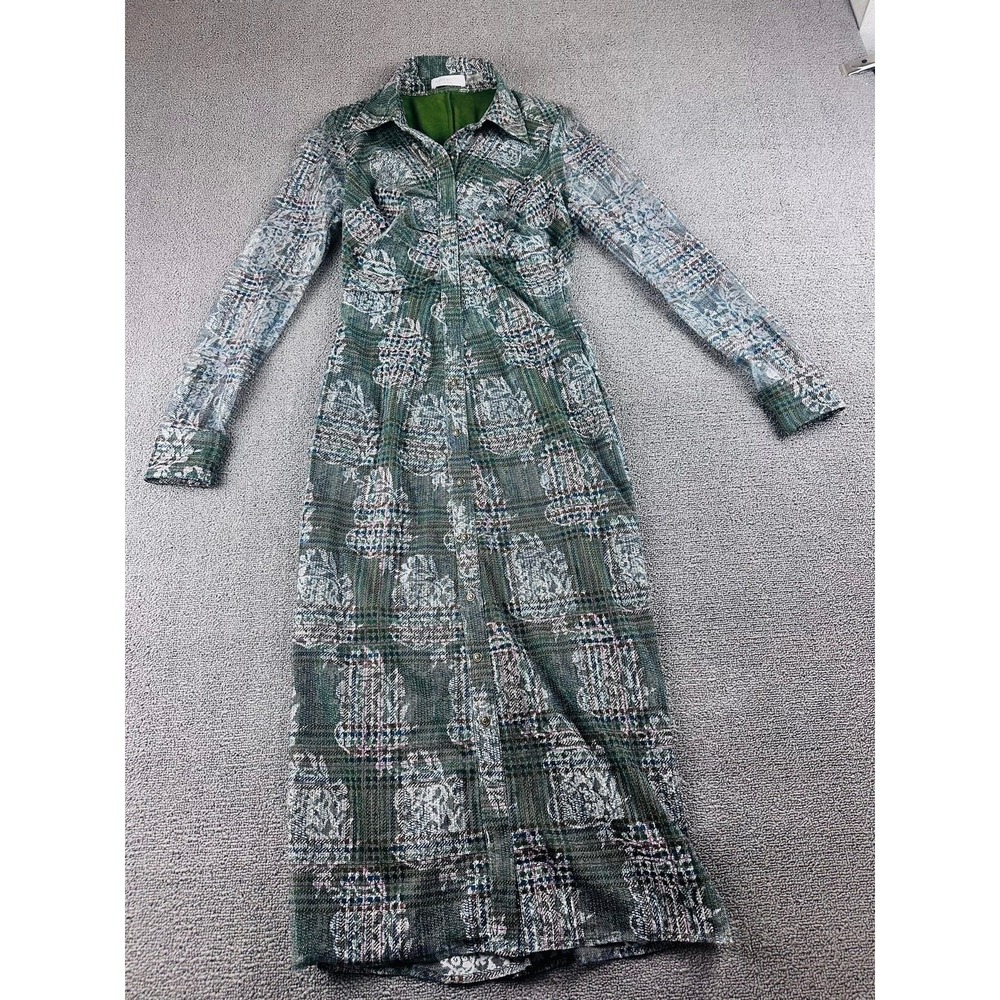 Ramy Brook Audra Maxi Shirtdress Women XS‎ Petite Multi Color Plaid Party Floral